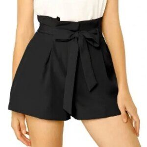 H&M - Black Tie Belt Paperbag Shorts